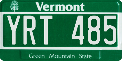 VT license plate YRT485