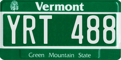VT license plate YRT488
