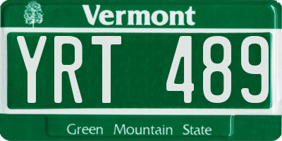 VT license plate YRT489