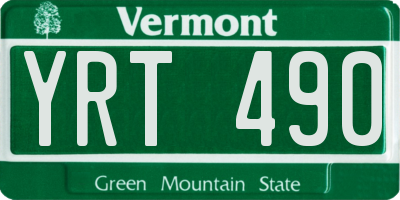 VT license plate YRT490