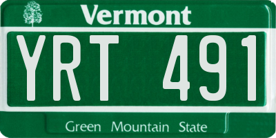 VT license plate YRT491