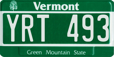 VT license plate YRT493