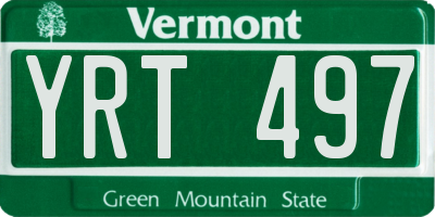 VT license plate YRT497