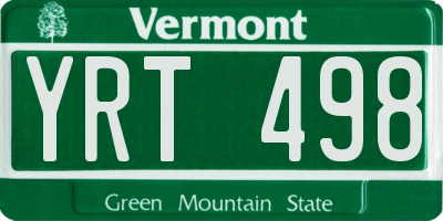 VT license plate YRT498