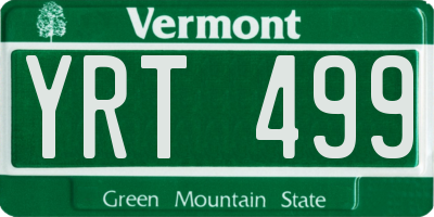 VT license plate YRT499