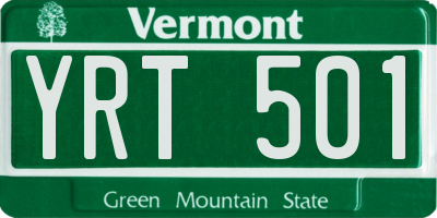 VT license plate YRT501