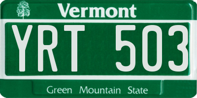 VT license plate YRT503