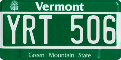 VT license plate YRT506