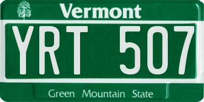 VT license plate YRT507