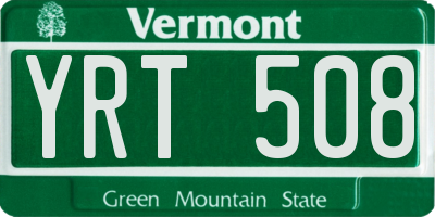 VT license plate YRT508
