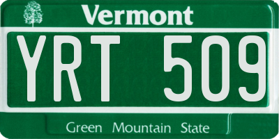 VT license plate YRT509