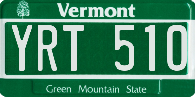 VT license plate YRT510