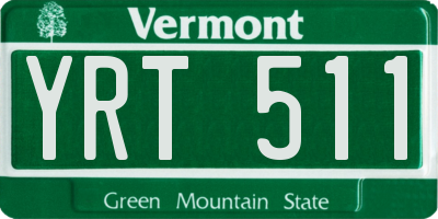 VT license plate YRT511