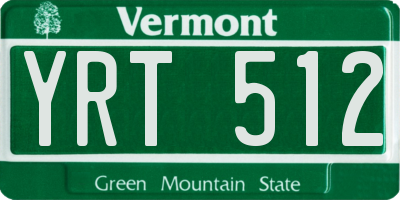 VT license plate YRT512