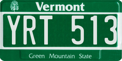VT license plate YRT513