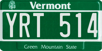 VT license plate YRT514