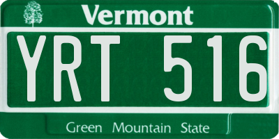VT license plate YRT516