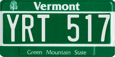 VT license plate YRT517