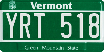 VT license plate YRT518