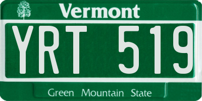 VT license plate YRT519