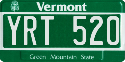 VT license plate YRT520