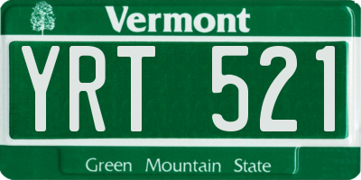 VT license plate YRT521