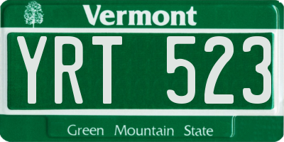 VT license plate YRT523