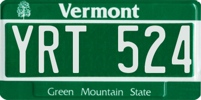 VT license plate YRT524