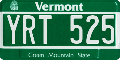 VT license plate YRT525