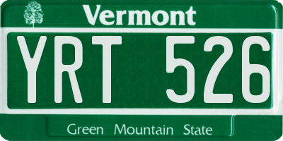 VT license plate YRT526