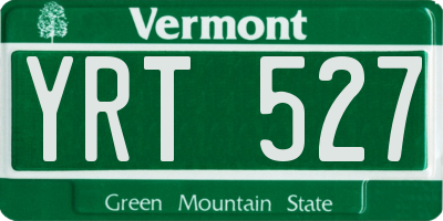 VT license plate YRT527