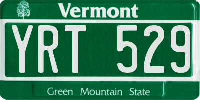 VT license plate YRT529