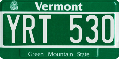 VT license plate YRT530