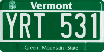 VT license plate YRT531