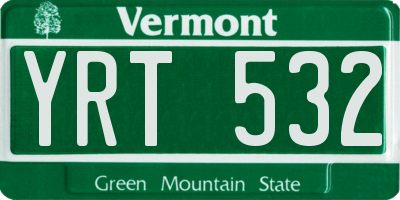 VT license plate YRT532
