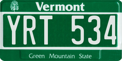 VT license plate YRT534