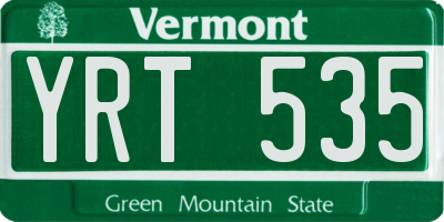 VT license plate YRT535