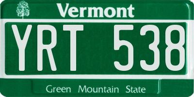VT license plate YRT538