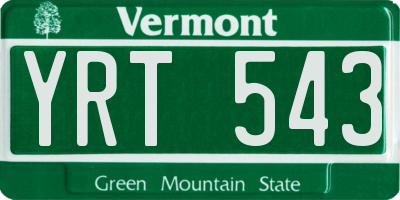 VT license plate YRT543