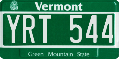 VT license plate YRT544