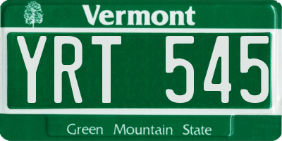 VT license plate YRT545