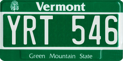 VT license plate YRT546