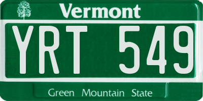 VT license plate YRT549