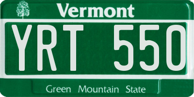 VT license plate YRT550