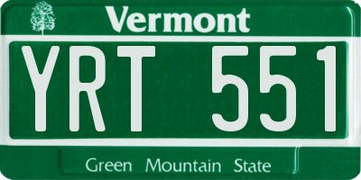 VT license plate YRT551