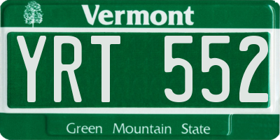VT license plate YRT552