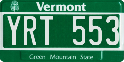 VT license plate YRT553