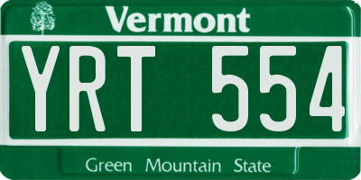 VT license plate YRT554