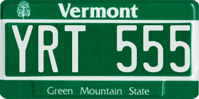 VT license plate YRT555