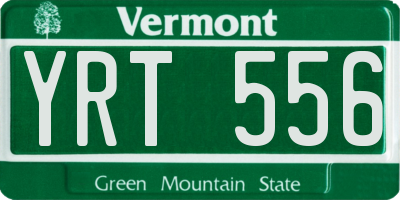 VT license plate YRT556